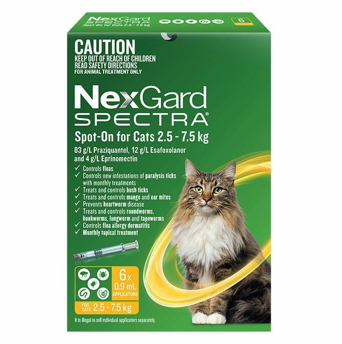 2.5 – 7.5Kg Cat Flea Tick & Worm Spot-On 6Pk X 2 Cat