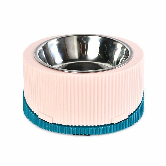 2-In-1 Slow Feed & Stainless Steel Pet Bowl Pink Dog