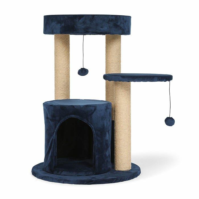 3 Tier Circular Cubby Cat Scratch Tree Navy 48X70Cm Cat