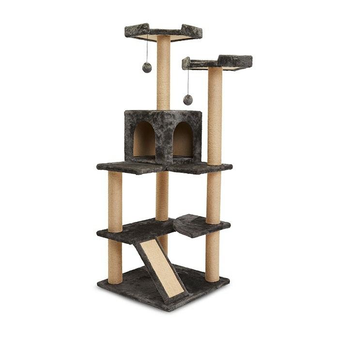 4 Tier Cubby Cat Scratch Tree Charcoal 50X50X136Cm Cat