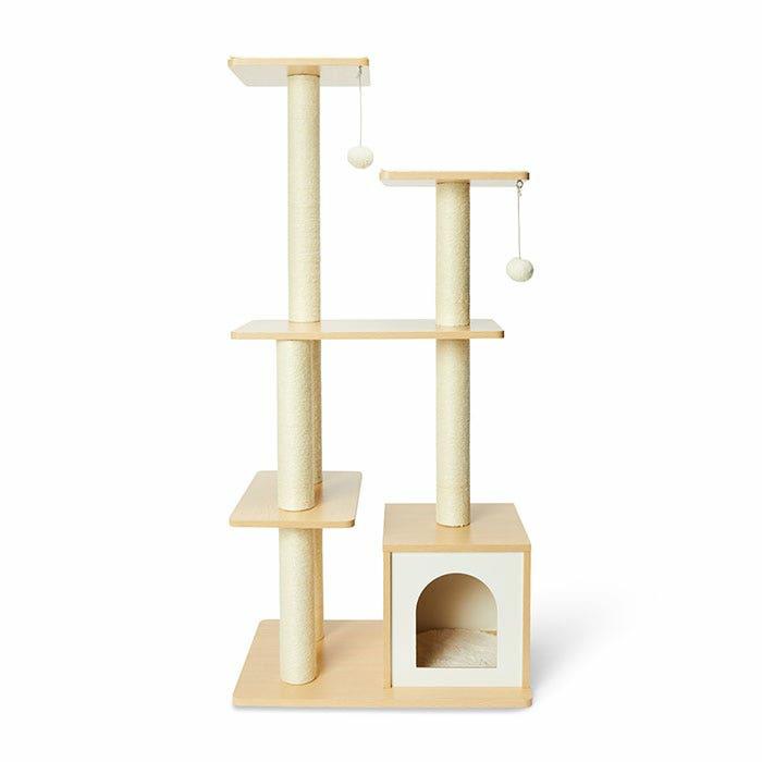 5 Tier Scandi Cubby Cat Scratcher Tan 60X40X127Cm Cat