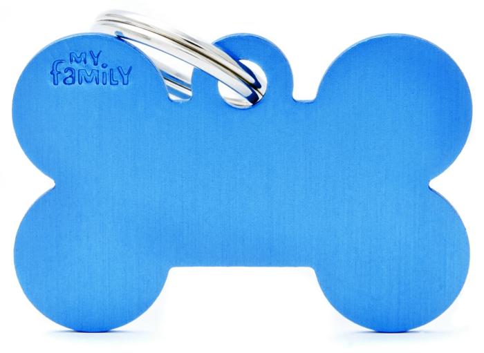 Basic Bone Dog Id Tag Blue Large Cat