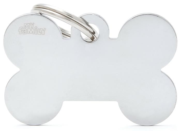 Basic Bone Dog Id Tag Chrome Large Cat