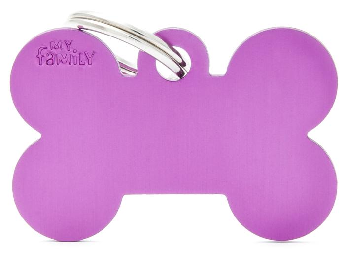 Basic Bone Dog Id Tag Purple Large Cat