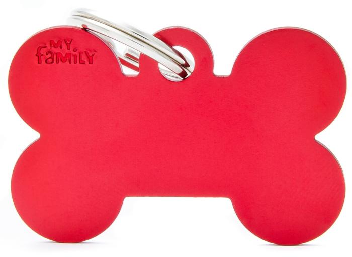 Basic Bone Dog Id Tag Red Large Cat