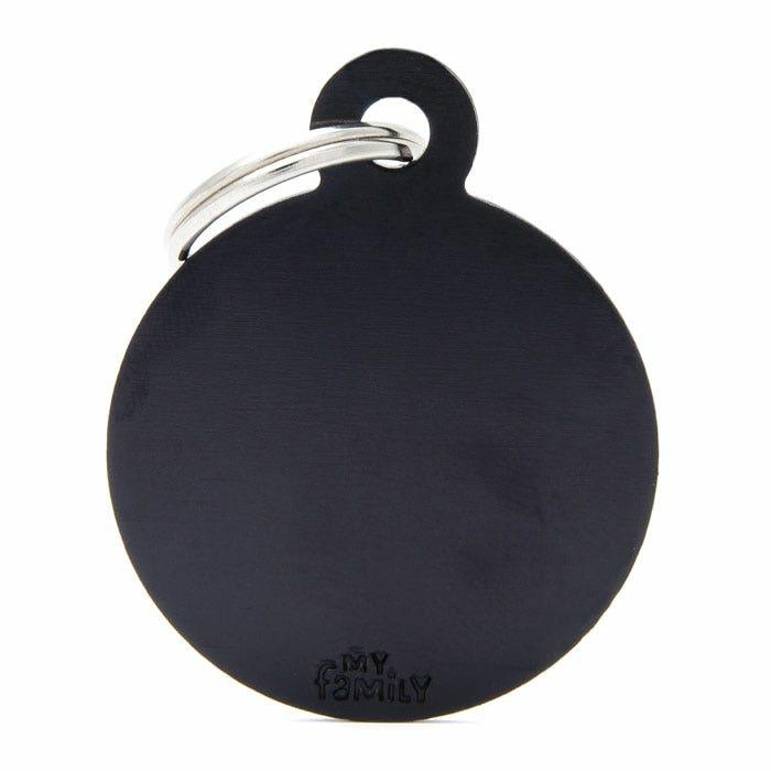 Basic Circle Dog Id Tag Black Large Cat