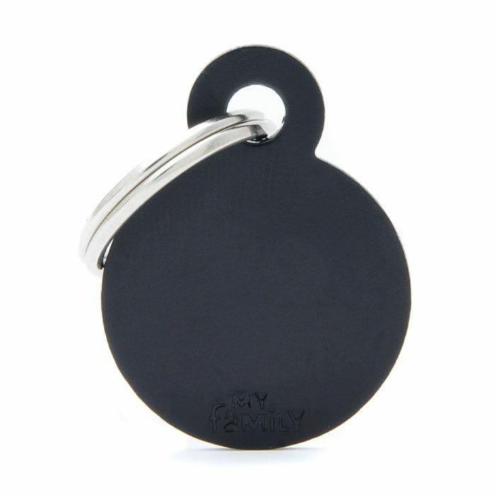 Basic Circle Dog Id Tag Black Small Cat