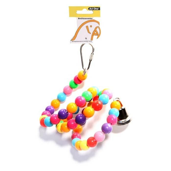 Bird Toy Coloured Beads Twister Bell 72Cm Bird