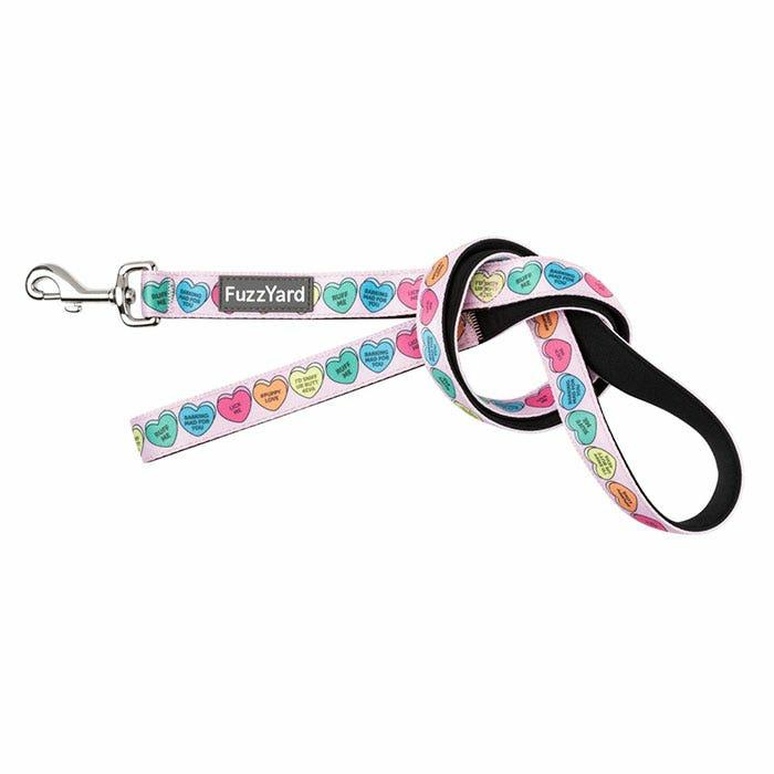 Candy Hearts Dog Lead Pink Dog