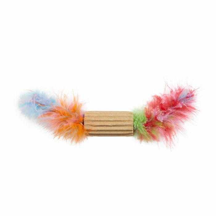 Cardboard Roll With Feathers Cat Toy Cat