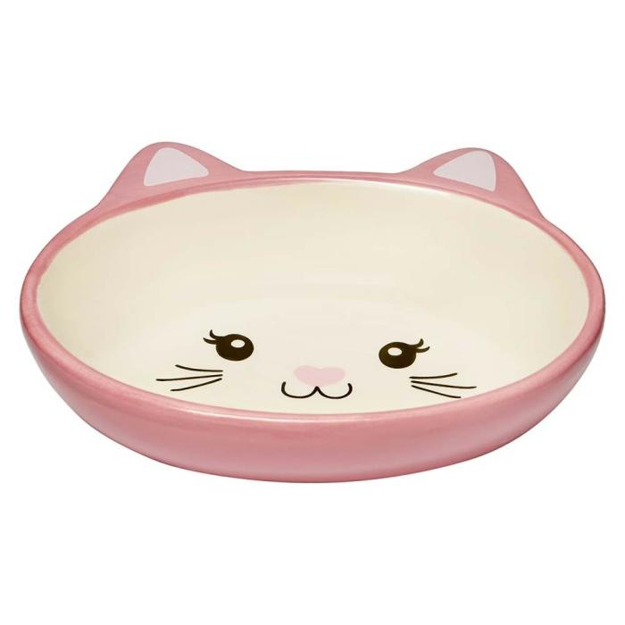 Cat Face Ceramic Cat Bowl Pink Cat