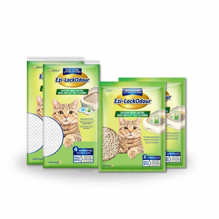 Cat Litter Pellets 2L X 2 & Absorbent Cat Litter Pads 4Pk X 2 Cat