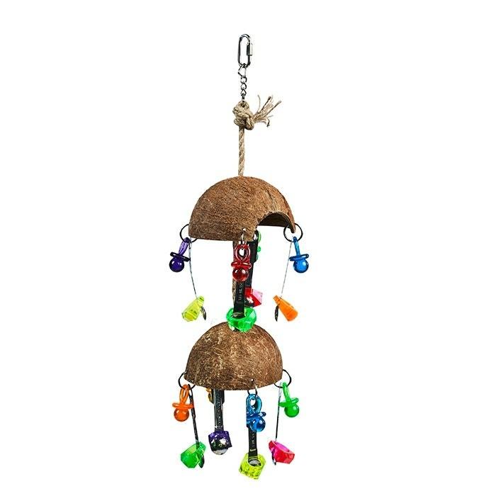 Coconut Shell With Toys & Spoons Bird Toy Large Bird