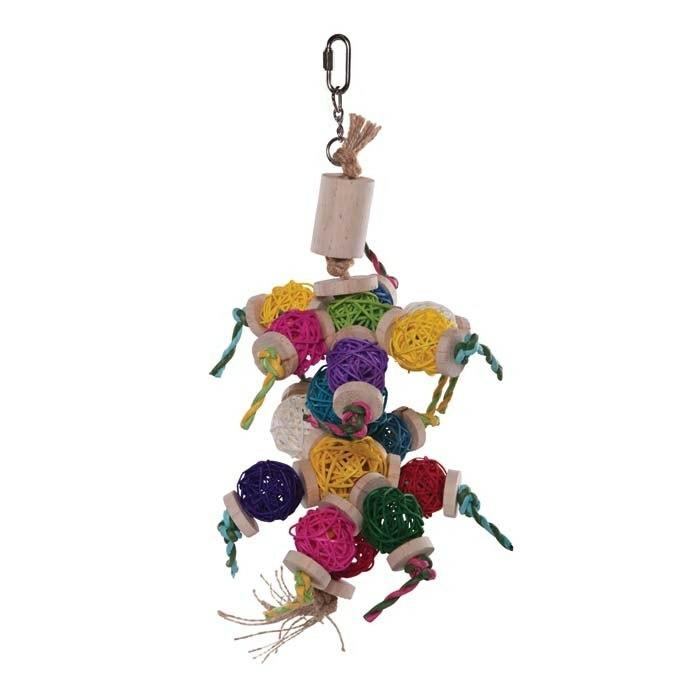 Colourful Wicker Balls With Decoration Bird Toy Medium Bird