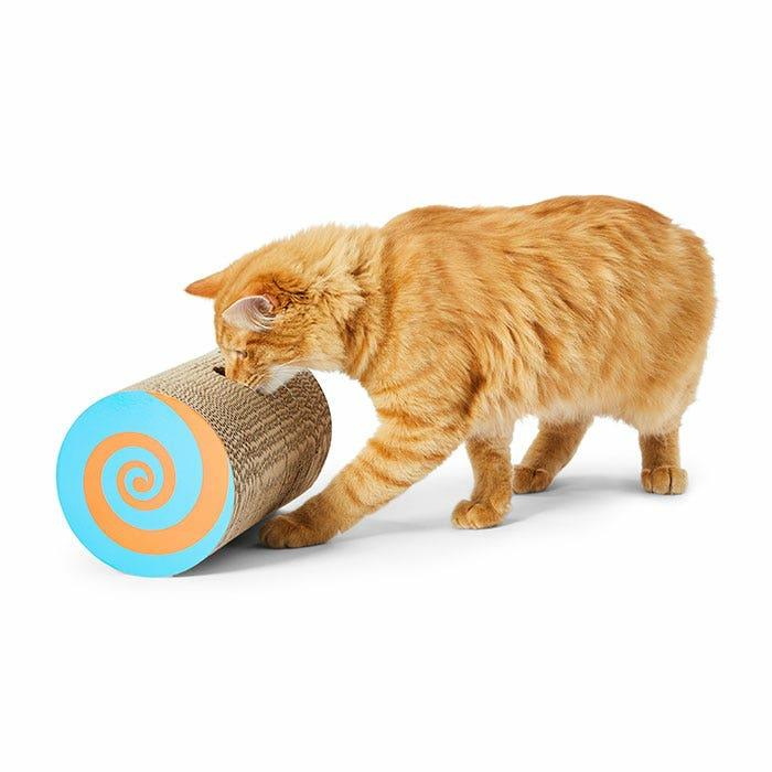 Cylindrical Cardboard Cat Scratcher With Toy L Cat