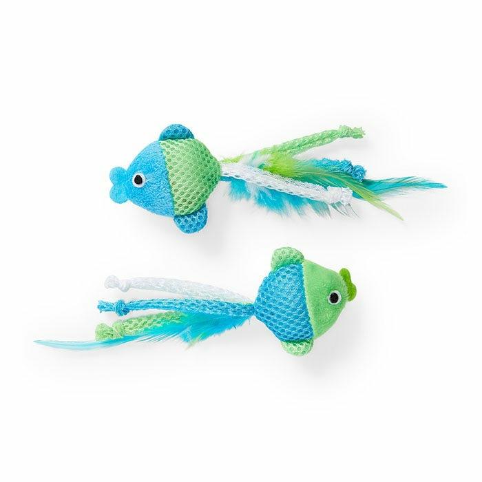 Dental Mesh Fish Cat Toy Blue Green 2Pk Cat