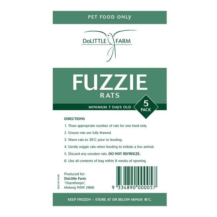 Fuzzie Rats 5 Pack Frozen Reptile Food