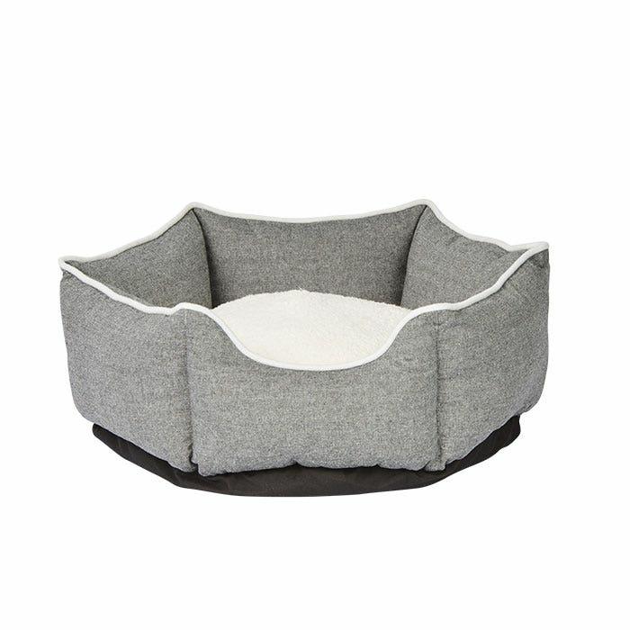 Hexagonal Piped Sherpa Cat Basket Grey 51X51X18Cm Cat