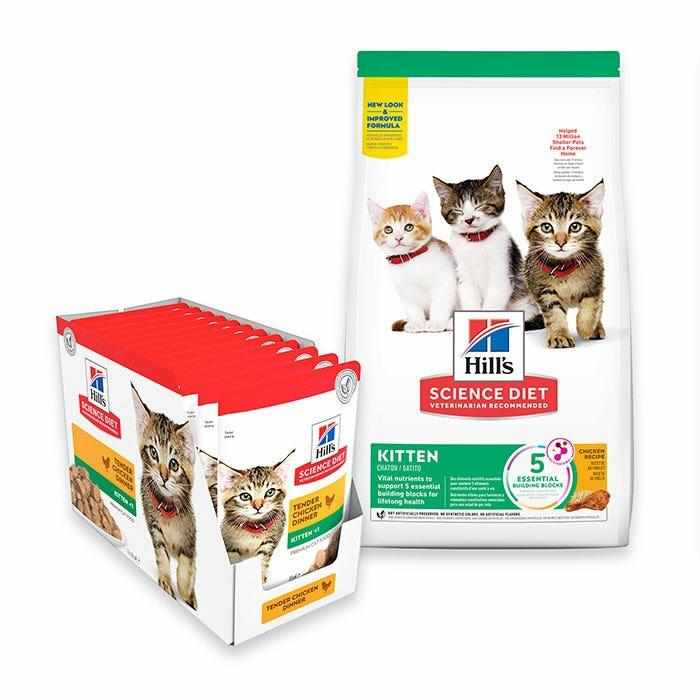 Hill’s Science Diet Kitten Dry Food 1.58Kg & Kitten Chicken Wet Cat Food 85G X 12 Cat