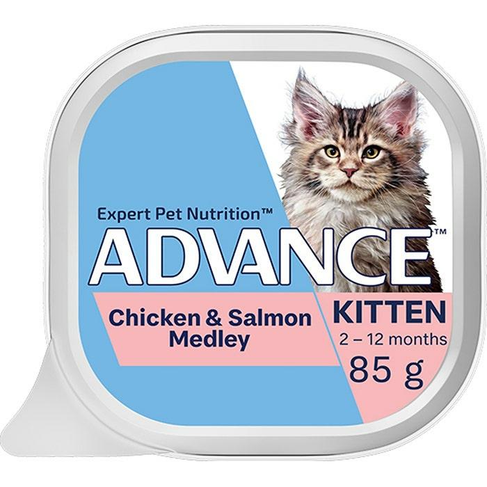 Kitten Wet Cat Food Chicken & Salmon Medley 7X85G Trays Cat