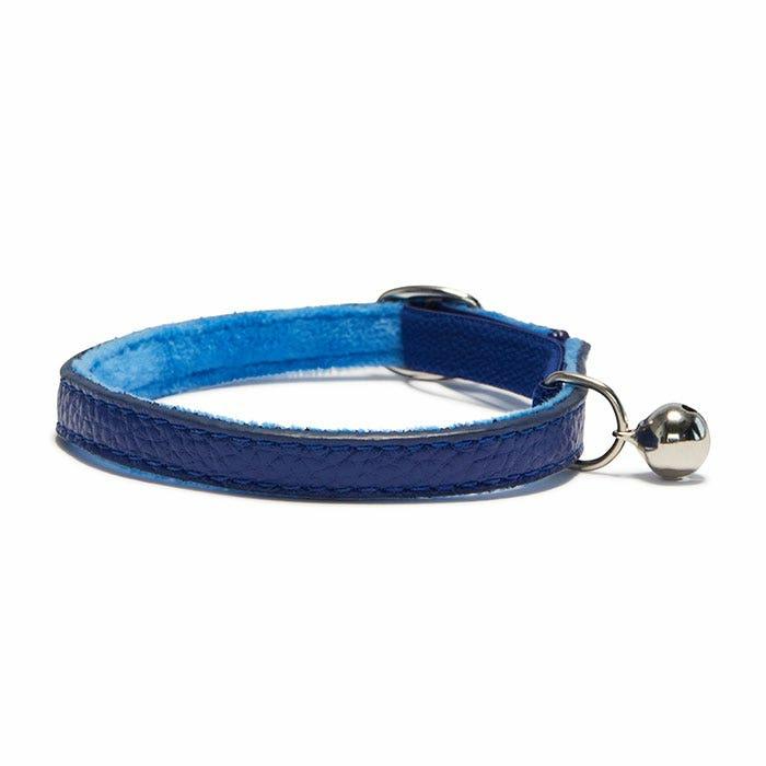 Leather Stretch Cat Collar Navy 18-25Cm Cat