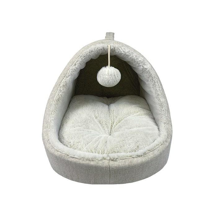 Low Front Hideaway W Pom Pom Cat Igloo Stone Cat