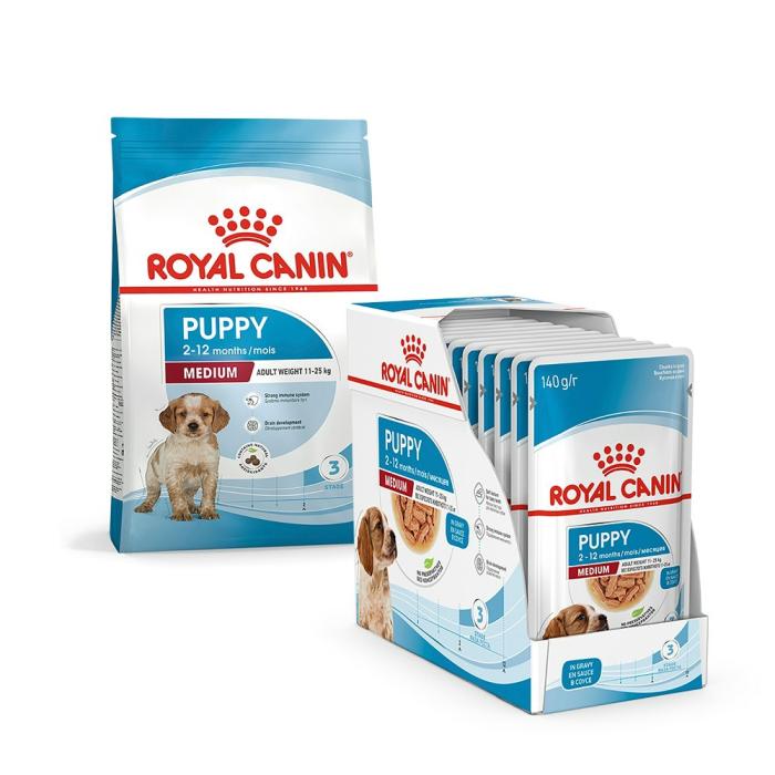 Medium Breed Bundle| Puppy Food 1Kg &  Wet Puppy Food 140G X 10 Dog