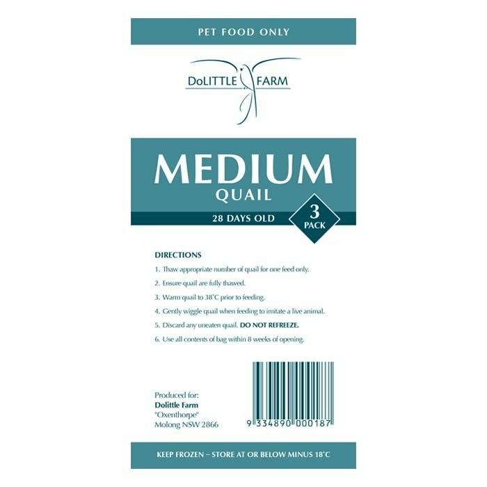 Medium Quail 3 Pack Frozen Reptile Food