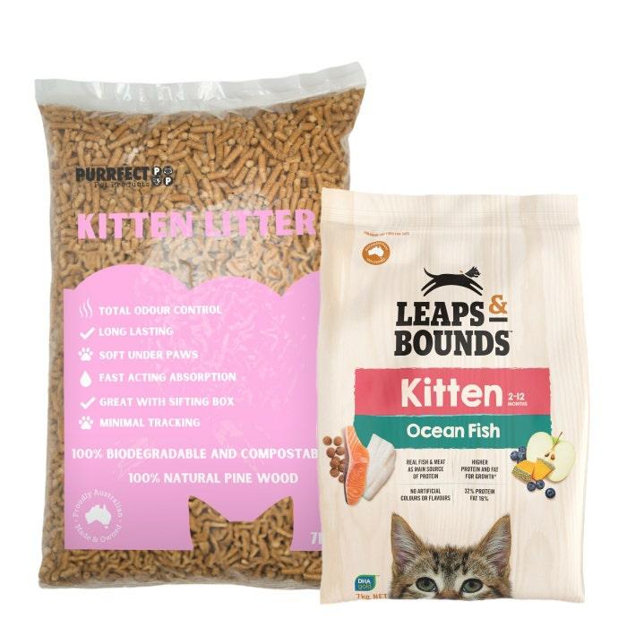 Ocean Fish Kitten Food 7Kg & Purrfect Pet Pine Kitten Litter 7Kg Cat