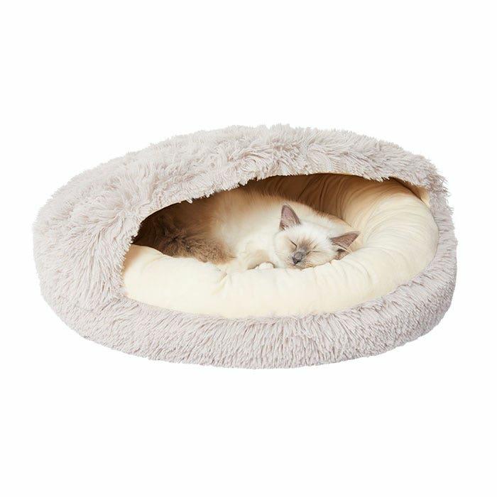 Plush Faux Fur Cat Cocoon Grey 56X56X16Cm Cat