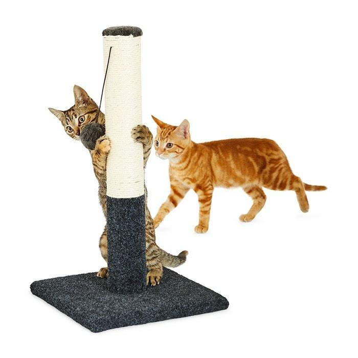 Pom Pom Felt Cat Scratch Post Black 30X30X54Cm Cat