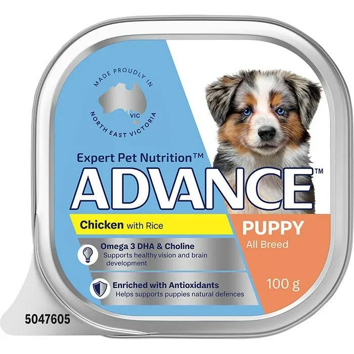 Puppy All Breed Wet Dog Food Chicken With Rice 12X100G Trays Dog