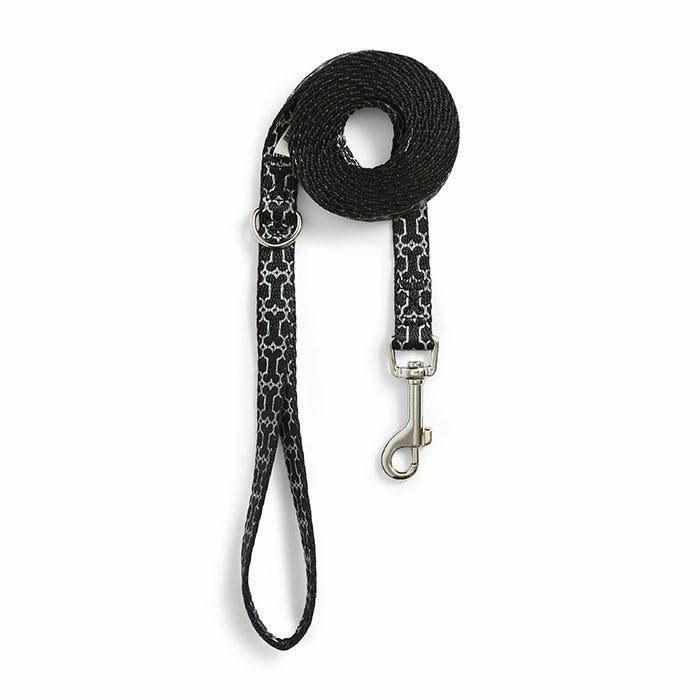 Reflective Bone Dog Lead Black 180Cm Dog