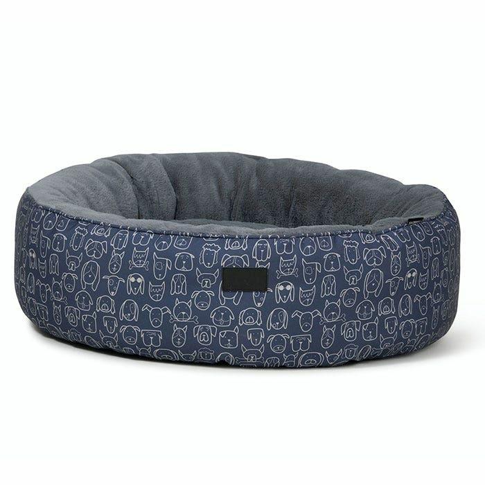 Round Removable Dog Cushion Indigo Dog