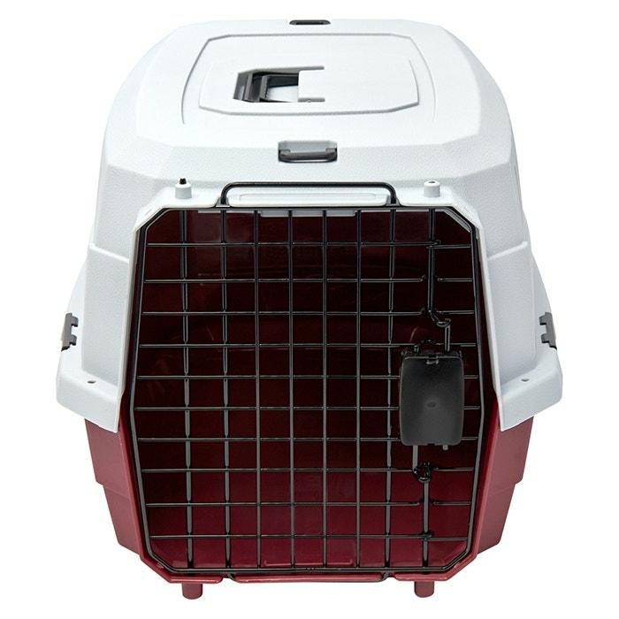 Single Door Dog Carrier Cream Red Cat