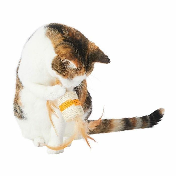 Sisal Cat Scratch Ball W/Feather Cat Toy Tan Cat