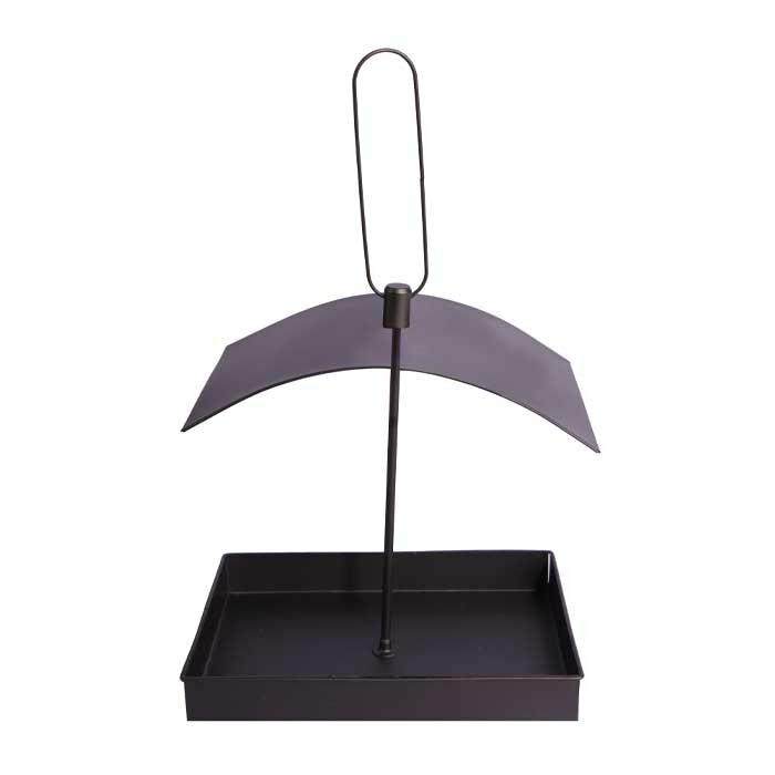 Square Painted Metal Bird Feeder Black Bird