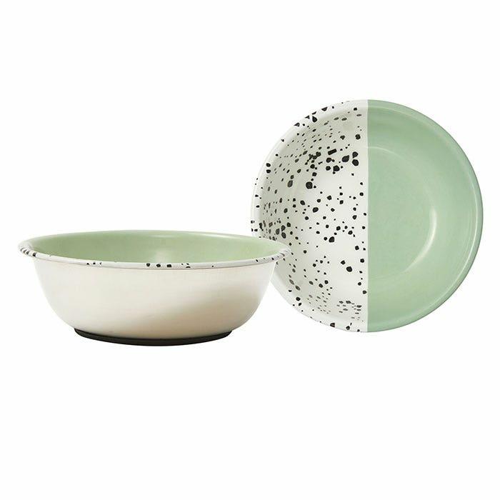 Stainless Steel Enamel Scatter Print Cat Bowl Green Cat