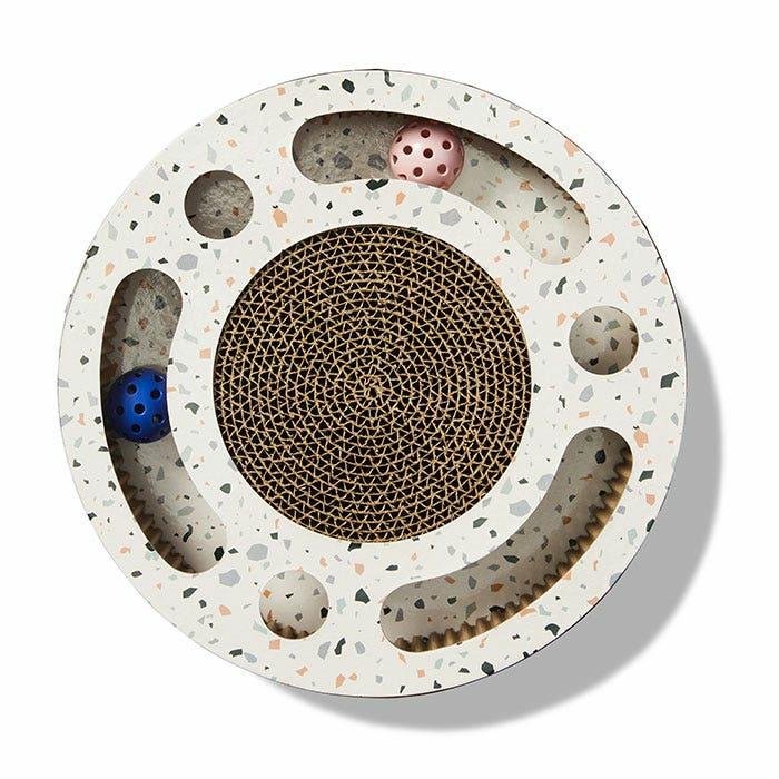 Terrazzo Interactive Circle Cardboard Cat Scratcher Cat