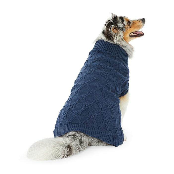 Turtleneck Dog Cable Knit Blue Dog