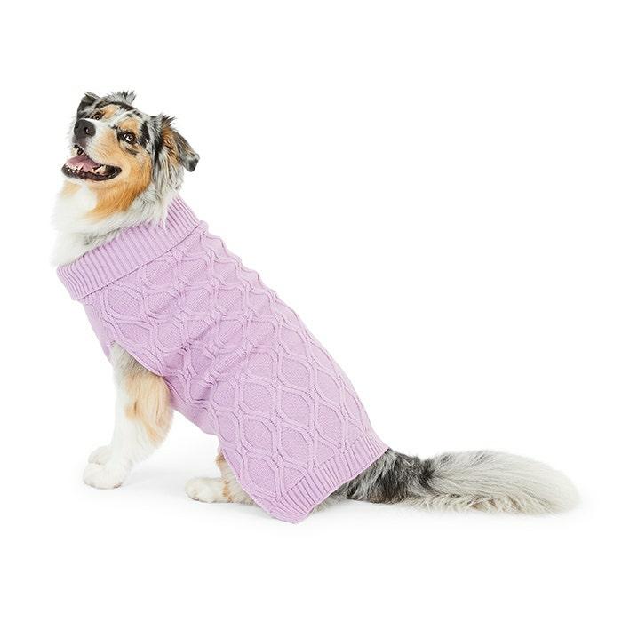 Turtleneck Dog Cable Knit Purple Dog