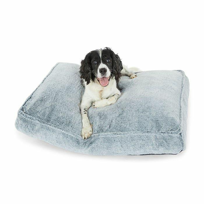 Two Tone Faux Fur Dog Pillow Bed Charcoal Dog