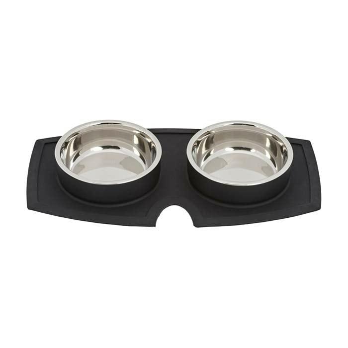 Vacumatt & Stainless Steel Pet Double Diner Black Xs Cat