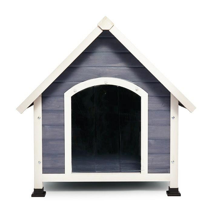 Villa Timber Dog Kennel Grey White Dog