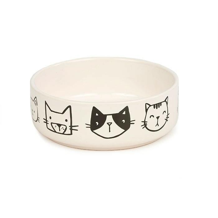 White Cat Friends Ceramic Cat Bowl White Cat