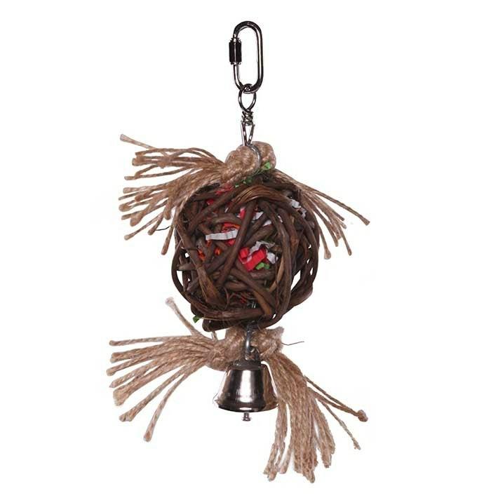 Wicker Ball With Bell Bird Toy Medium Bird