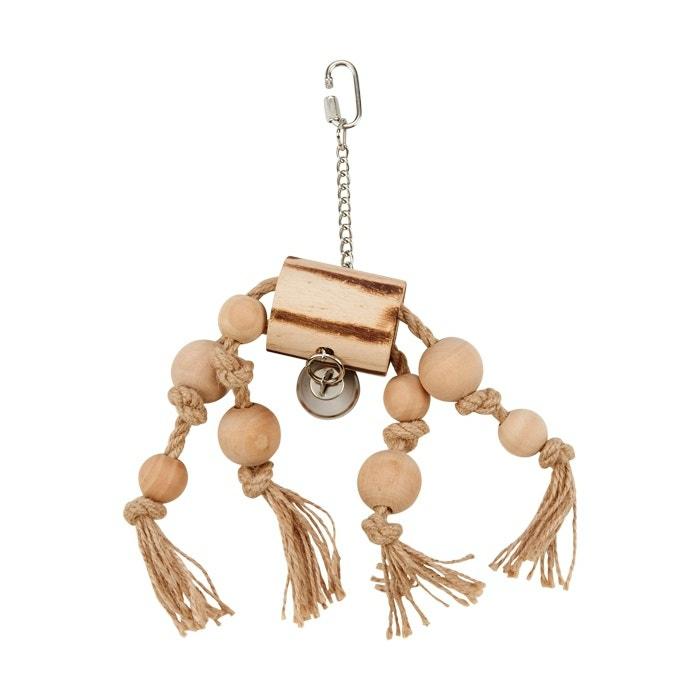 Wooden Trunk With Rope & Beads Bird Toy Medium Bird